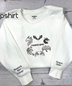 Fourth Wing Embroidered Sweatshirt, Basgiath War College…