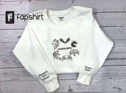 Fourth Wing Embroidered Sweatshirt, Basgiath War College Shirt, Rebecca Yoros, Fourth Wing Shirt Dragon Rider, Bookish Shirts EH102