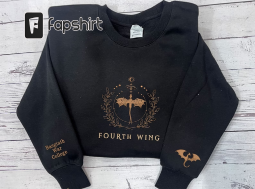 Fourth Wing Embroidered Sweatshirt, Basgiath War College Shirt, Rebecca Yoros, Fourth Wing Shirt Dragon Rider, Bookish Shirts