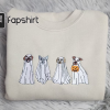 Ghost Cats Halloween Embroidery Sweatshirt, Halloween Ghost Cats Embroidered Unisex Sweatshirt