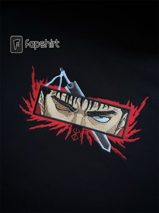 Berserk Guts Vintage Shirt, Anime Manga Shirts, Unisex Washed Shirt, Cool Japanese Anime embroidered sweatshirt