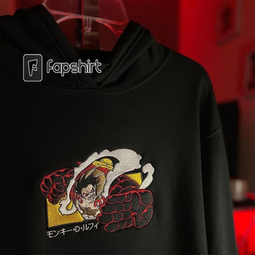 Embroidered Luffy Matching Sweatshirt, Gear 4 Embroidered Hoodie, Luffy Nika Embroidered Shirt Unisex Hoodie