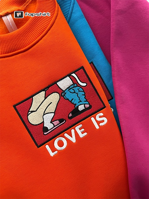 Embroidered crewneck, Couple Lovely Characters embroidered Sweatshirt, embroidered Hoodie, Personalized Couple Sweatshirt, Valentine’s Day