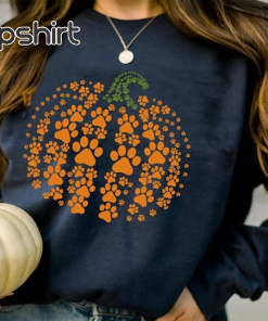 paw pumpkin shirt, paw print shirt, pumpkin…