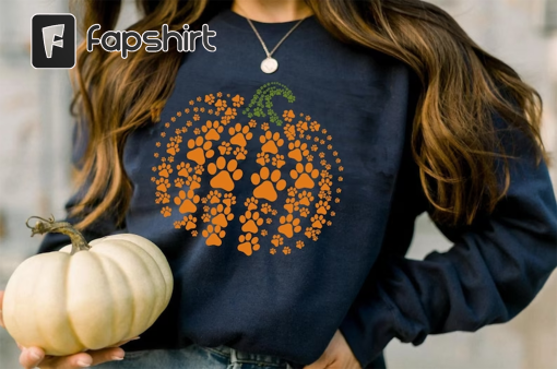 paw pumpkin shirt, paw print shirt, pumpkin dog shirt, dog halloween shirt,retro pumpkin, Halloween Shirt, Halloween Sweatshirt,Thanksgiving