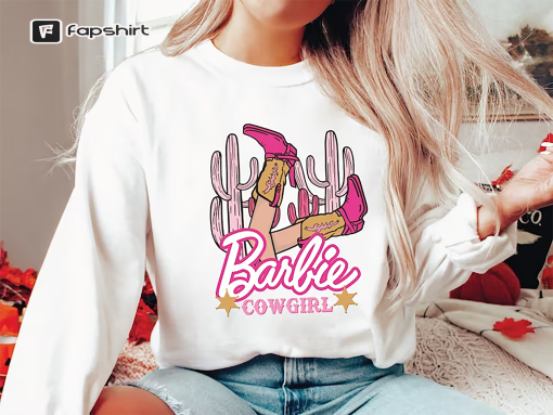 Cowgirl Barbie, Trendy Retro Barbie Tee, Barbie Crewneck, Barbie Sweatshirt, Girls Barbie Shirt, Girls Birthday Party, Cowgirl Doll Shirt