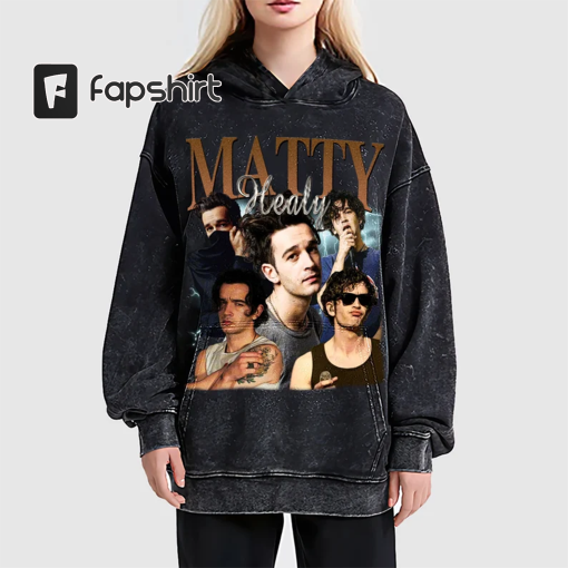 Matty Healy Vintage Washed T-Shirt,Pop Rock Band Homage Graphic Unisex Long Sleeve, Bootleg Retro 90’s Fans Hoodie Gift