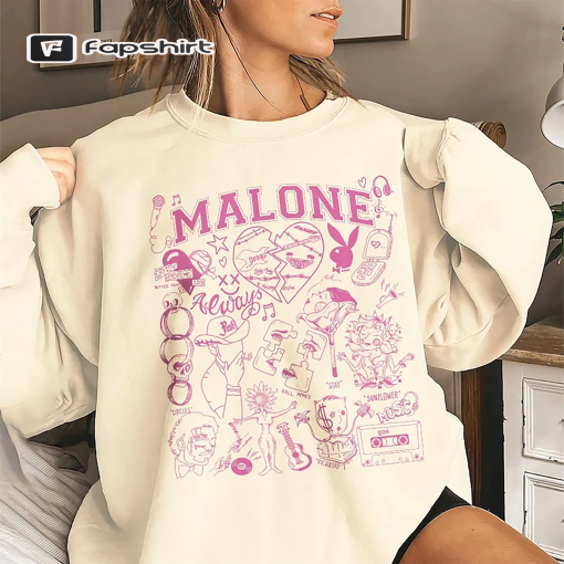 Post Malone Doodle Art Tattoo Shirt, Post Malone Album Lyrics Art Sweatshirt Hoodie, Malone Concert