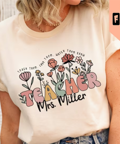 Wildflower Teacher Name Shirt, Custom Teacher TShirt,…