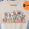 Wildflower Teacher Name Shirt, Custom Teacher TShirt, Personalized Teacher T Shirt, Gift for Teacher, Cute Teacher Tee, Groovy Teacher Shirt