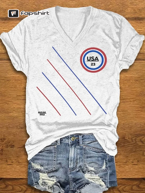 American Women World Cup 2023 Soccer Tee, US Women’s World Cup Supporter T-shirt, American Women World Cup Soccer, USA World Cup Vneck