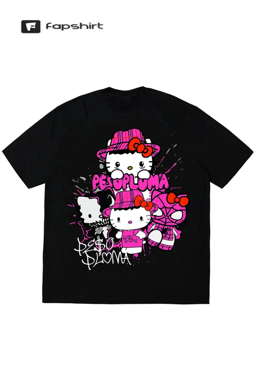 PINK HELLO KITTY Vintage T-Shirt, Music Tour 2023 retro Shirt, Peso Pluma Concerts music Tee, Peso Pluma World Tour 2023 Shirt