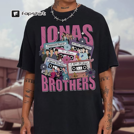 Retro Jonas Brothers Cassette Shirt, Nick Joe Kevin Jonas Shirt, Retro Five Albums One Night Tour Shirt, Jonas brother For Fan tour 2023 Tee