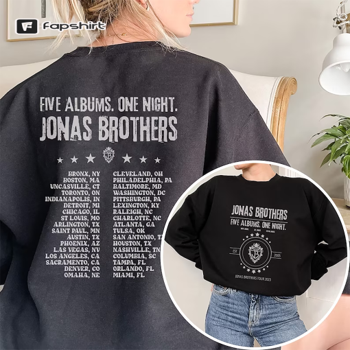 Jonas Brothers Retro Shirt, Jonas Brothers Tour Sweatshirt, Jonas Brothers Album Shirt, Five Albums One Night Tour Shirt.