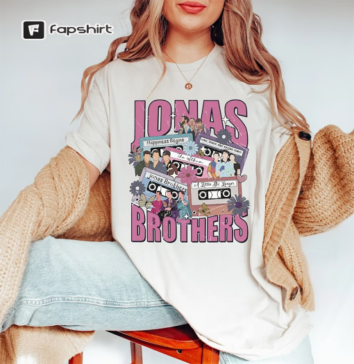 Retro Jonas Brothers Cassette Shirt, Nick Joe Kevin Jonas Shirt, Retro Five Albums One Night Tour Shirt, Jonas brother For Fan tour 2023 Tee