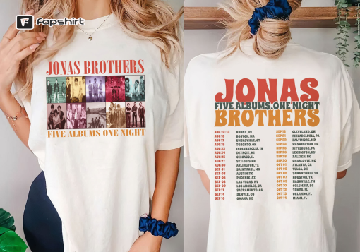 Retro Jonas Brothers Shirt, Jonas Brothers Five Albums One Night Tour Shirt, Jonas Brothers The Albums Shirt, Jonas Brothers Fan Tees Homage