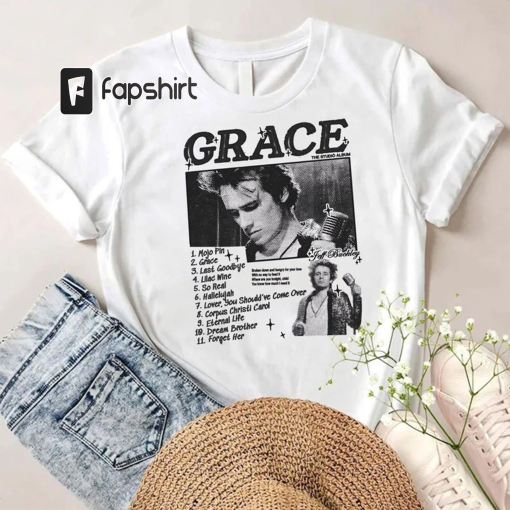 Vintage 90s Jeff Buckley Grace Album Shirt, Grace Album Tracklist Jeff Buckley Concert Merch Unisex Tee Crewneck Tank Top Hoodie Fan Gifts