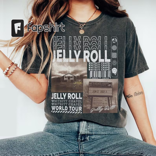 Jelly Roll Music Shirt, 90s Y2K Merch Vintage Jelly Roll Backroad Baptism Tour 2023 Tickets Album Whitsitt Chapel Graphic Tee Gift For Women