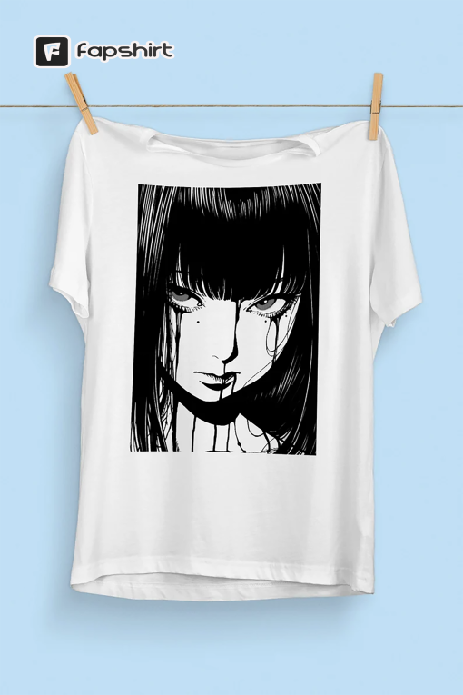 90s Anime Manga Girl T-Shirt | Japanese Horror | Alt Clothes | Anime Aesthetic | Grunge Clothing | Harajuku Streetwear Shirt | Gore Tee