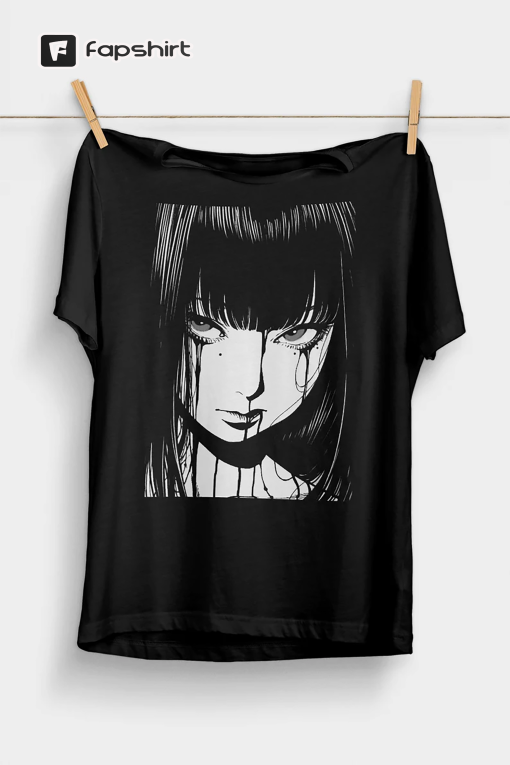 90s Anime Manga Girl T-Shirt | Japanese Horror | Alt Clothes | Anime Aesthetic | Grunge Clothing | Harajuku Streetwear Shirt | Gore Tee