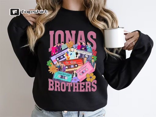 Retro Jonas Brothers Cassette Unisex T-Shirt, Nick Joe Kevin Jonas Sweatshirt, Retro Five Albums One Night Tour Shirt, Jonas brother Hoodie