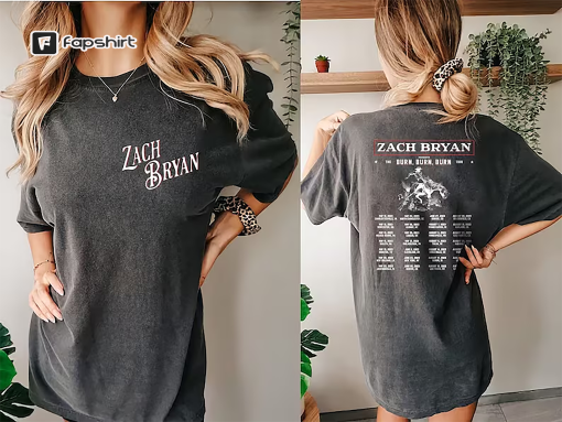 Zach Bryan Front and Back Printed The Burn Burn Burn Tour 2023 Shirt For Fan Zach Bryan Concert Fan Shirt, Zach Bryan 2023 Country Music