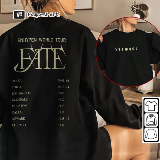 Enhypen Kpop Shirt, World Tour Fate 2023 Tee v0, Double Side Engene Hoodie, Vintage Retro Merch Unisex Bootleg Sweatshirt Kpop2507MT