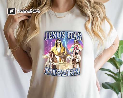 Jesus Has Rizzen Comfort Shirt, Vintage God Christian Unisex T-shirt, He Is Rizzen Sweatshirt, Funny Jesus Meme Hoodie