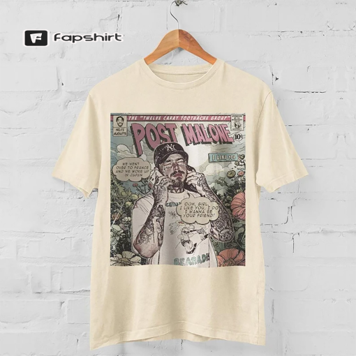 Post Malone Comic Shirt 90S Vintage Merch Book Art Twelve Carat Toothache Album World Tour shirt