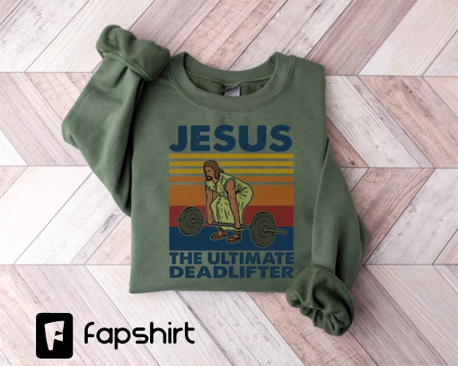 Jesus The Ultimate Deadlifter T-shirt, Cute Jesus Gift T-shirt, Funny Christian Shirts, Religious Faith Gym Shirt, Weightlifting Jesus Tee