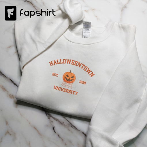 Halloweentown University Est 1998 Embroidered Sweatshirt, Trending Sweatshirt, Cutom EST Shirt, Halloween Shirt, Fall Pumpkin