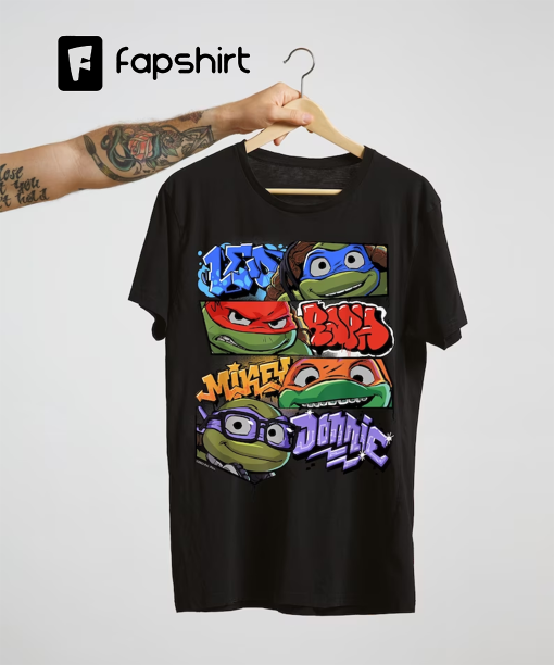 Teenage Mutant Ninja Turtles: Mutant Mayhem Graffiti Names T-Shirt Teenage Mutant Ninja Turles Tee, Ninja Turtle Lovers Fan Hawaiian Shirt