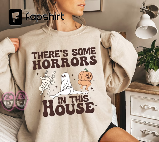 There’s Some Horrors In This House Shirt, Funny Halloween Shirt, Retro Halloween Pumpkin Shirt, Spooky Season Shirt