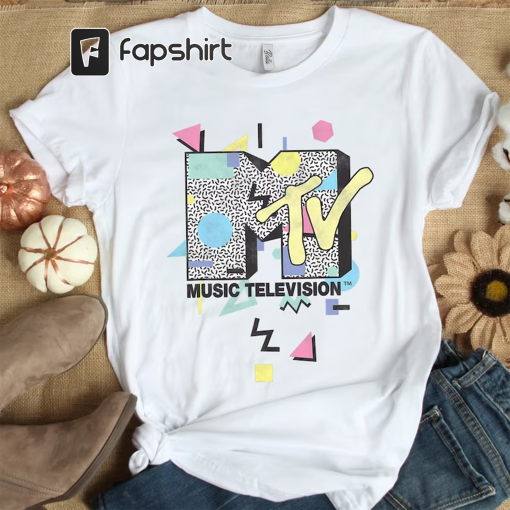 Music Television MTV Retro 90’s Shape Design Logo Graphic Shirt, Unisex T-shirt Family Birthday Gift Adult Kid Toddler Tee