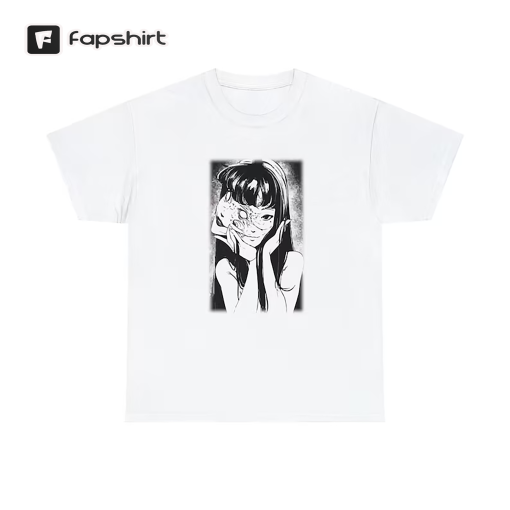 Unisex Horror Manga Creepy Face Shirt Dark Anime Gothic T-Shirt Manga Gothic T-Shirt Manga Creepy Girl Shirt