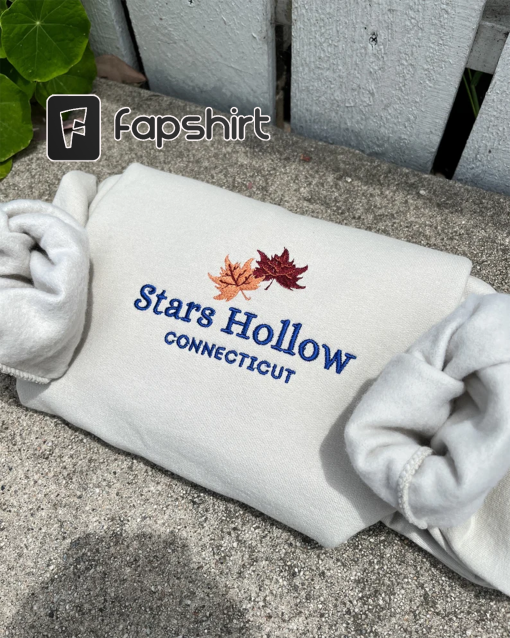 Stars Hallow Connecticut Embroidered Sweatshirt, Embroidery sweater