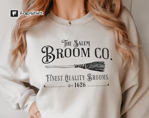 Salem Massachusetts Halloween Sweatshirt, Halloween Crewneck Sweater, Witch Shirt, Vintage Fall Sweater, Halloween Gift, Salem Broom Company