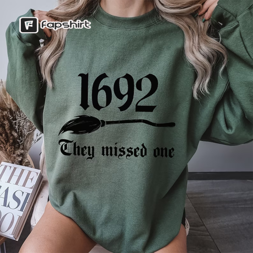 Vintage Salem 1692 They Missed One Sweatshirt, Retro Salem Massachusetts Halloween Crewneck, Witchy Woman Shirt