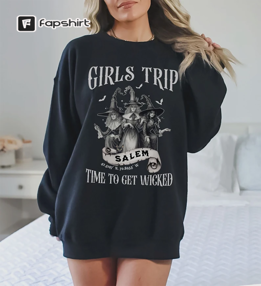 Halloween Sweatshirt, Girls Trip Salem Sweater, Vintage Halloween Shirt Retro, Halloween Witch Shirt, Salem Massachusetts, Salem Witches