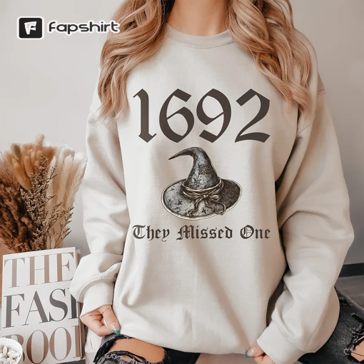 Vintage Salem 1692 They Missed One Sweatshirt, Retro Salem Massachusetts Halloween Crewneck, Witchy Woman Shirt