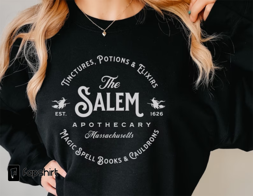 Salem Massachusetts Apothecary Sweatshirt, Vintage Halloween Witch Sweater, Halloween Gift, Womens Halloween Party Shirt, Cute Fall Sweater