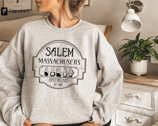 Salem Massachusetts Apothecary Sweatshirt, Halloween Crewneck Sweatshirt, Witches Shirt, Fall Sweatshirt, Salem Witch Shirt