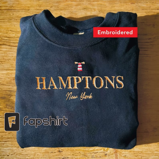 Hamptons vintage sweatshirt, embroidered crewneck, cute New York sweater