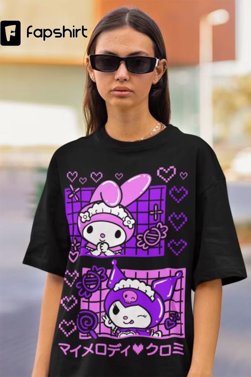 Kitty and Friends Inspired Shirt, Kuromi Shirt – Customized Kuromi Shirt, Cute Tees, Kuromi Gift, Custom Tee