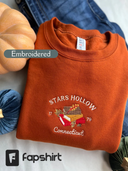 Stars Hollow Connecticut Sweatshirt, Stars Hollow Embroidered Sweatshirt, Gilmore Girls, Fall Embroidered Sweatshirt, Cozy Fall Sweatshirt