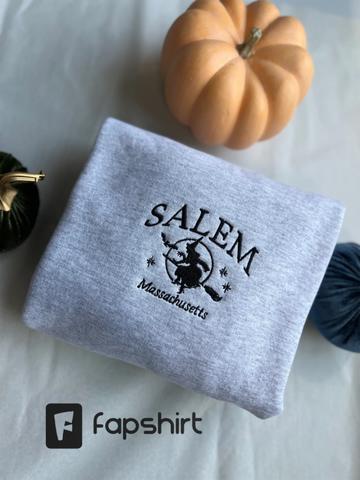 Salem Massachusetts Sweatshirt, Salem Witch Sweatshirt, Cozy Fall Sweatshirt, Halloween Embroidered Sweatshirt, Spooky Season Sweater