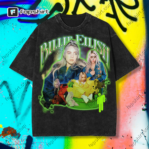 Billie Eilish Vintage Washed T-Shirt Billie Fans Washed shirt Billie Eilish Gift Tshirt Music Limited Tee Billie Concert Shirt Short Sleeve