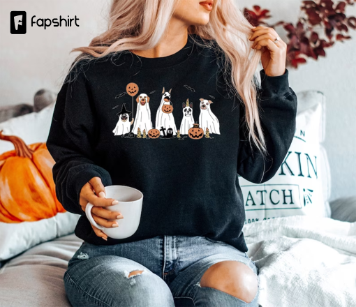 Halloween Sweatshirt, Halloween Sweater,2023 Happy Halloween, Retro Spooky Season, Ghost Sweatshirt,Halloween Dog Sweatshirt,Ghost Dog Shirt