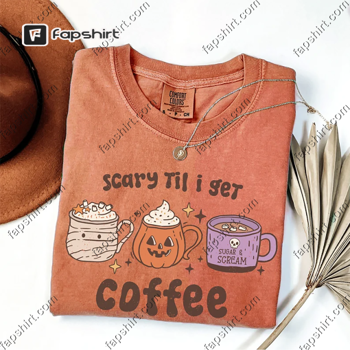 Comfort Colors® Retro Halloween Coffee Shirt, retro spooky T-shirt, Spooky Tee, iprintasty halloween, coffee Hallowen shirt