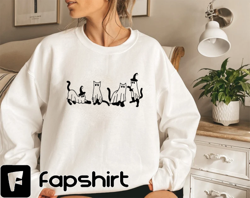 Halloween Sweatshirt,Cat Sweatshirt,Ghost Shirt,Black Cat Shirt,2023 Spooky Seas,Cool Halloween Cat Shirt,Cat Lover Tshirt,Halloween Sweater